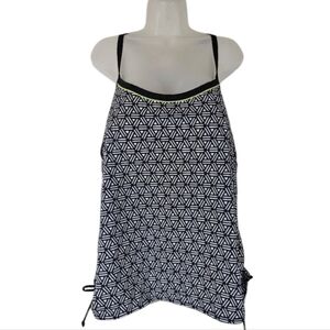 NWT Southpoint Black White Racerback Tankini 24W Padded Ruched Tie Side